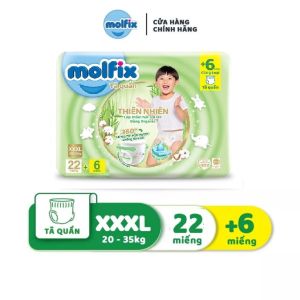 Bỉm Molfix quần Unidry quần form to siêu thấm hút -Size XXXL (20kg - 35kg) - Gói 22+6 miếng