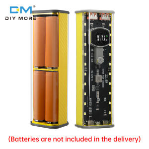 diymore Mecha transparent model rechargeable battery case No soldering 4pcs 21700 battery box PD mobile power sleeve with outdoor light