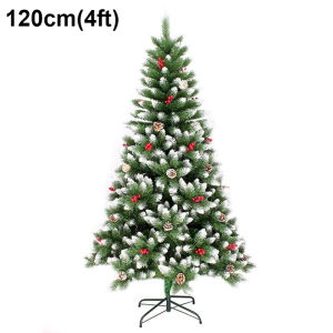 Christmas Tree Snow Pine 2ft/4ft/5ft/6ft/7ft Dense Branches Metal Stand Luxury Christmas Tree Full Set