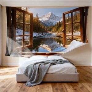 Hantar dari gudang tempatanTapestry Forest Tree Sunset Natural Scenery Wall Tapestry Abstract Art Room Decoration Background Wall Cloth