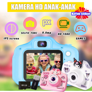 【Penjual Lokal】kamera mainan anak mini Berisi stiker sanrio hd 1080p mp3 player 2 inch 32GB mainan camera anak