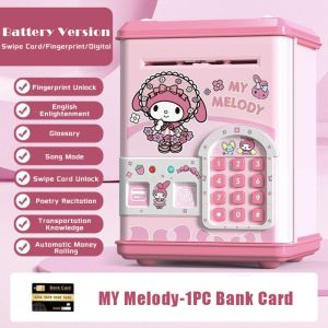 OKKFINE With Music Money Deposit Box Fingerprint Password ATM Toys Gift Piggy Bank Cartoon Money Saving Box Kids Gift