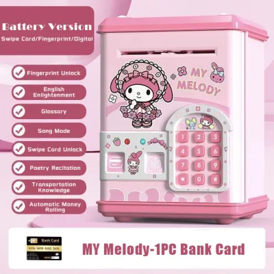 OKKFINE Fingerprint Password Money Deposit Box With Music ATM Toys Gift Money Saving Box Cartoon Piggy Bank Kids Gift
