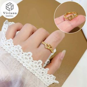 Viviann Original Trendy Fine 14k Real Gold Opening Rings for Women Adjustable Design High Quality Jewelry Anniversary Weddings Party Gift