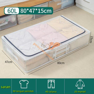 Kotak Penyimpanan Box Organizer Penyimpanan Baju Storage Box Jumbo Kotak Tempat Penyimpanan Bedcover Selimut Mainan Organizer Bag Praktis Kotak Lipat Transparan