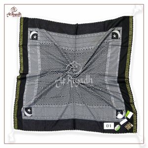 Sorban Kashmiri ARIFAT Jaycott Persegi Tenun Motif Hitam Putih