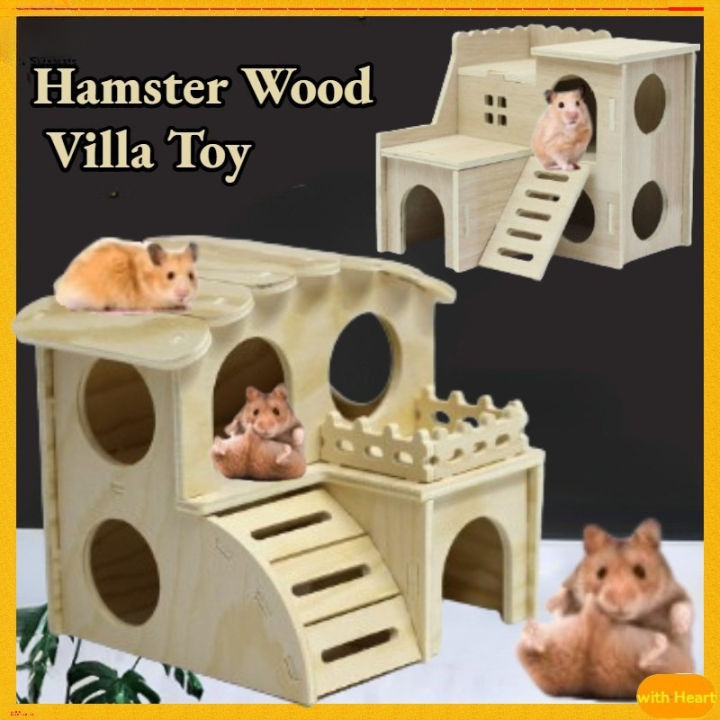 Hamster Wooden Toy Furniture Hamster Cage small pet multi floor Villa ...