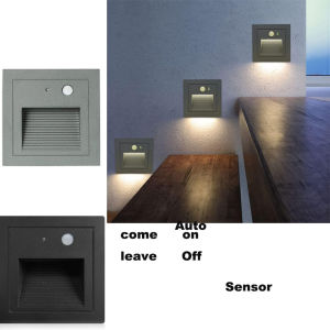 Ngoài trời đèn cảm ứng tường cầu thang IP66 dẫn đèn soi bước chân cảm biến chuyển động PIR hiện đại trong nhà lõm hành lang đêm đèn chân 180-240V
