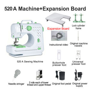 12 Needle Electric Sewing Machine Portable Multifunctional Mini Sewing Machine With Home Sewing Tool Supporting Foot Pedal And Electric Home DIY Sewing Machine With Night Light Package