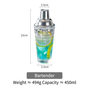 BINCOO Mixing glass cup wine mixer set lemon tea making tool glass 450ML