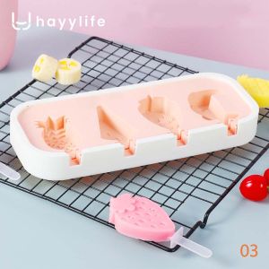 Hayylife Cetakan Es Krim  - Cetakan Es Krim Silikon Cetakan Es Krim untuk anak-anak membuat stick keju es krimjelly stick dan puding  buatan rumah (DIY) dengan cetakan kartun HL-ABA871