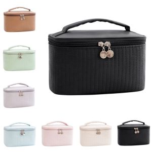 CHLOCH Large Capacity Travel Wash Storage Bag Solid Color Zipper Makeup Storage Bag PU Leather Multipurpose Travel Bag Outdoor Travel