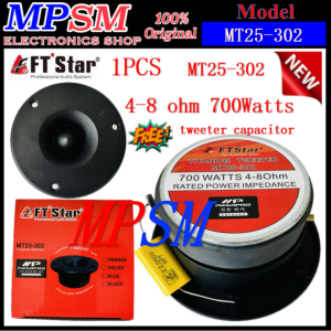 MPSM SHOP 1PCS FTstar MT25-302 Titanium Tweeter 3inch 700Watts Speaker 1pcs free tweeter capacito
