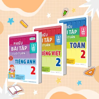 Sách Combo Phiếu Bài Tập Cuối Tuần Toán Tiếng Việt Tiếng Anh Lớp 2 (Global)