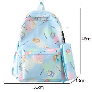 กระเป๋านักเรียน เป้สะพายหลัง ทรงคลสสิก ลายกราฟฟิกดาว ดีไซน์ทันสมัย ผ้าไนลอน พร้อมส่ง 6สี