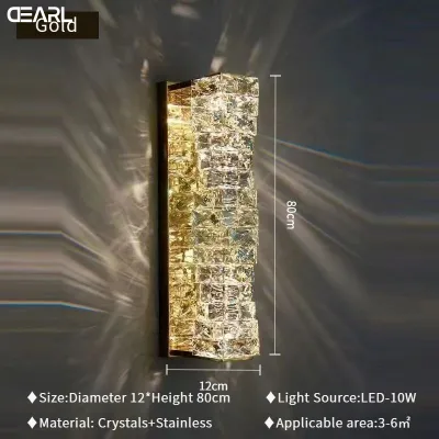 New Light Luxury Crystal Wall Lamp High-End Modern Living Room Background Wall Dining Room Corridor Stair Light Master Bedroom Bedside Wall Light