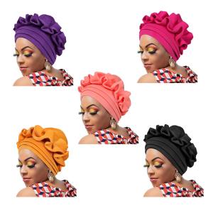 Women African Turban Indian Hat Braid Head Wrap Flower Knot Pre Tied Bonnet Beanies Caps Headwrap Cancer Chemo Headwear