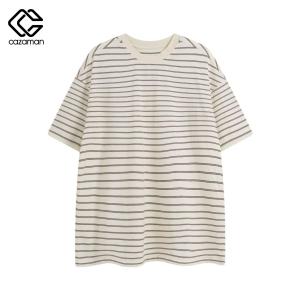 CAZAMAN เสื้อยืด OVERSIZE เสื้อยืดโอเวอร์ไซส์ เสื้อคอตตอน คอกลม แนวสตรีท 2343