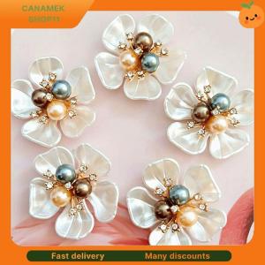 ❣️❣️❣️ 2PCS Flower Pearl Rhinestone Buttons Crafts Clothes Alloy Metal Sewing Button For Hair Accessories Brooch DIY Decoration