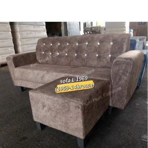 Percuma 1 Bangku Sofa Baldu / Kain / PVC Kulit 3 Seater Sofa Bentuk L