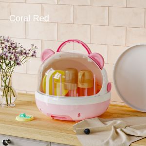 I know Portable Baby Bottle Drying Rack & Storage Box - Cute Design with Drainage Function for Infant Feeding Bottles and Kitchen Utensils