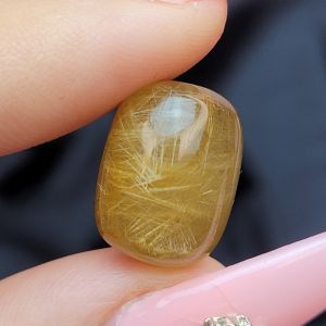 Q721 Lu thống Thạch Anh Tóc Vàng sẵn lỗ 2li Thổ và Kim - Phong Thuỷ TUDO P