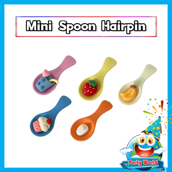 🎉Korean Style Spoon Imitation Hair Clip Cute Fruit Dessert Mini Bangs ...