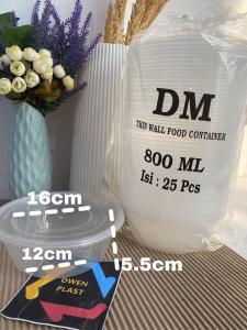 THINWALL BULAT/ MANGKOK PLASTIK DENGAN TUTUP/BOWL PLASTIK MEREK DM KUALITAS TERBAIK UKURAN 650 ML800ML1000 ML ISI 25 PCS TERMURAH