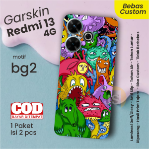 Garskin Bebas Custom COD isi 2 pcs motif monsters lucu keren Redmi 13 4g bisa custom bebas - just bg