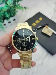Mens Steel Band Watch Business Casual Calendar Quartz Watch Mens In-Stock