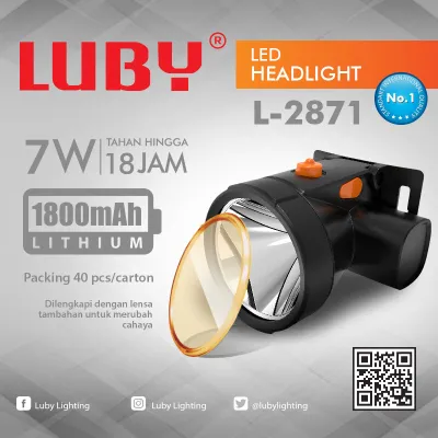 Luby L-2871 Senter Kepala / LED Headlight Recharger 7 Watt