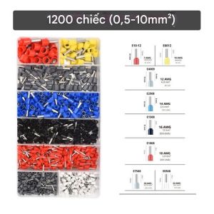 Hộp Đầu Cos VE Dạng Ống Phễu Nối Nhanh Gồm 1200 Cos Dây Điện Cỡ 05-10mm Dùng Sửa Chữa Điện Nhà Điện Công Nghiệp Điện Tử
