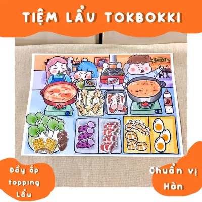 Bộ Tranh Đồ Chơi Giấy Cô Tiên Xanh Tiệm Lẩu Tobokki
