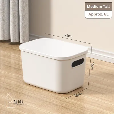 🇸🇬 Ready Stock Stackable Storage Box Dustproof With Lid Makeup Toys Home Cabinet Organizer Kitchen Sorting Container
