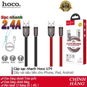 Dây sạc nhanh iphone chính hãng Hoco 2.4A dây vải hợp kim chống đứt ( SIÊU BỀN )