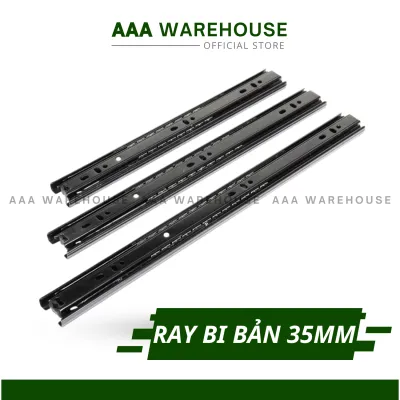[Bản 35mm] Ray Bi 3 Tầng Hộc Tủ Kéo - Bộ 2 Thanh Trượt Ray tủ đủ kích cỡ (màu Crom Đen)