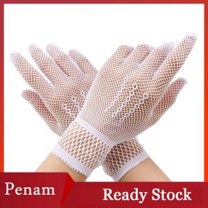 [PAM] 1 Pair Hot Sale Fishnet Mesh Glove Fashion Women Lady Girl Glove Protection Lace Elegant Lady Style Gloves Black And White