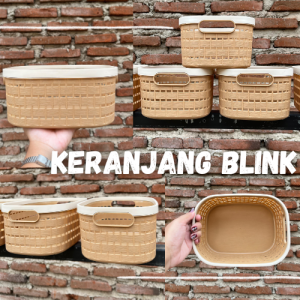 [6 pcs] Keranjang Blink Coklat Motif Kayu Anyam Plastik Tempat Penyimpanan Serbaguna Organizer