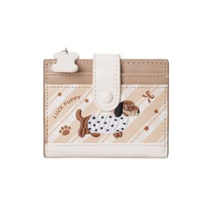 DYJKOUG Korean Style Embroidery Sausage Dog Wallet Purse Ultra Thin Card Bag Portable Cartoon Coin Pouch Women