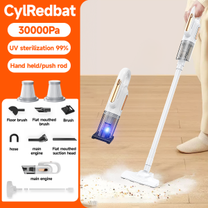 CylRedbat 9in1 UV sterilization light Dust Mite Vacuum Cleaner Portable Cordless vacuum cleaner for home＆car Handheld vacuum cleaner 30000Pa powerful wet and dry Household Vacuum Cleaner wireless for bed/floor/Pet Hair Rechargeable Vacuum Home Appliances