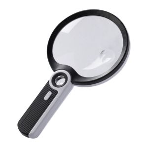 RUCHO 5X 10X 20X Handheld Magnifying Glass Low Vision Aids Large Lens Reading Magnifying Loupe Portable Multi-functional Illuminated Magnifier Reading Use