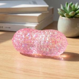 OOC Slow Rebound Glitter Peanut Squishy Toy Slow Rising Buttery Soft Texture Peanut Stress Ball Funny Macaron Color Peanut Squeeze Toy Fidget Toy