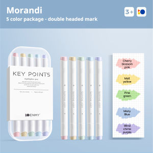 5pcs/set Highlighter Pen Morandi Colored Fluorescent Pen Dual Tips 0.1/0.5cm for Diary Plan Notes School Supplies