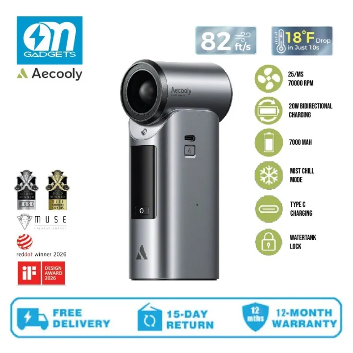 Aecooly PM01S Active ColdAir Portable Cooling System, 18°F Drop in 10s MistChill, 70000RPM High Speed Wind Handheld Fan