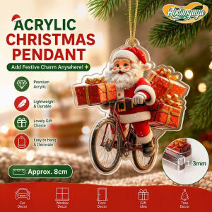 Aoduoyaya Acrylic Christmas Keychain Charm Santa Snowman Flat Pendant With String For Xmas Tree Car Mirror