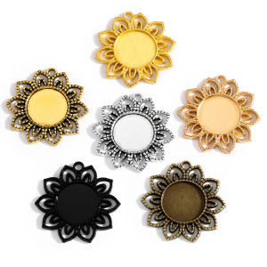 4pcs 6 Colors Necklace Pendant Setting Cabochon Base Tray Bezel Blank Fit 18*18mm round Cabochons Jewelry Making C90