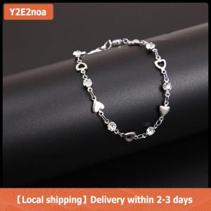 【Local shipping】 Love Heart Crystal Bracelet For Women Korean Charm Sparkling Adjustable Elegant Chain Bracelets Accessories Jewelry