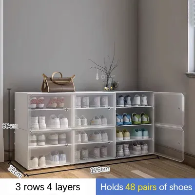 OLIK Shoe Cabinet Shoe Rack Clear Plastic Dustproof Stackable Double Capacity StorageBoxes large size Shoe rack Shoe Cabinet Shoe Storage Boxes