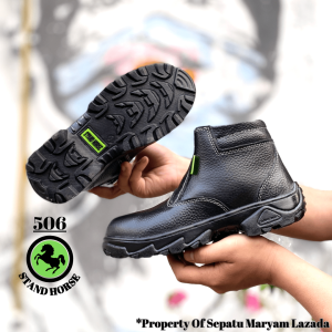 Sepatu Septi Pria Ujung Besi Safety Shoes Kulit Asli Sepatu Safety Kitchen Proyek Lapangan SNI