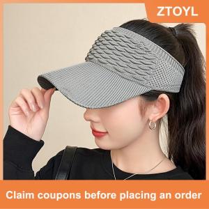【ZTOYL】 Summer Anti-UV Sun Hat Women Empty Top Hat Travel Beach Outdoor Sports Visor Cap Knitted Baseball Hat